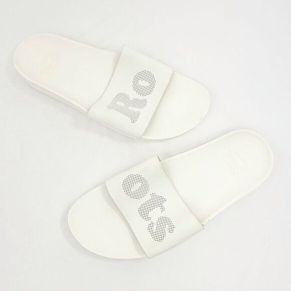 ROOTS Long Beach Pool Slide in White Perforated Spellout - Picture 5 of 11